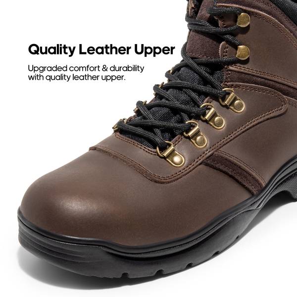 Men's Quality Leather Waterproof Hiking Boots - DARK BROWN - 1